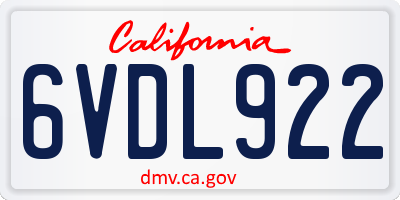 CA license plate 6VDL922
