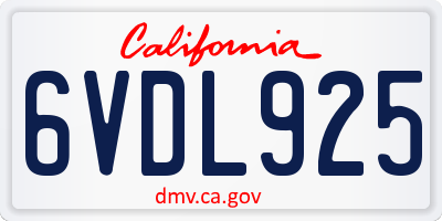 CA license plate 6VDL925