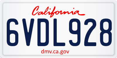 CA license plate 6VDL928