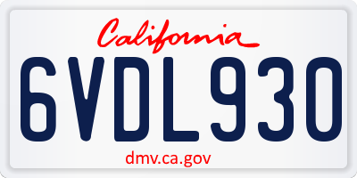CA license plate 6VDL930