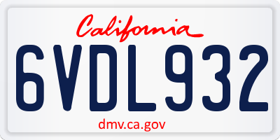 CA license plate 6VDL932