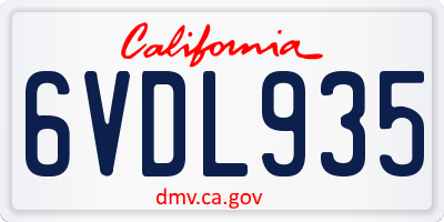 CA license plate 6VDL935