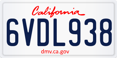CA license plate 6VDL938