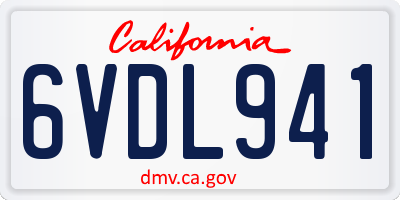 CA license plate 6VDL941