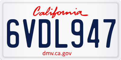 CA license plate 6VDL947