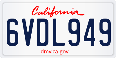 CA license plate 6VDL949