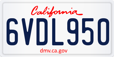 CA license plate 6VDL950