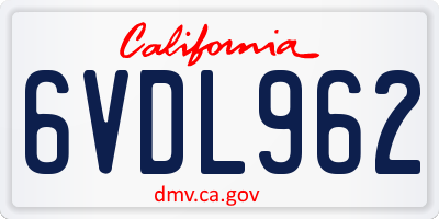 CA license plate 6VDL962