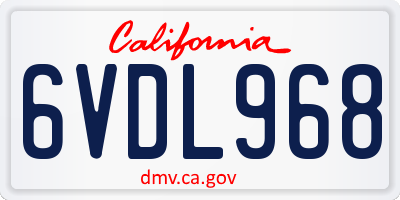 CA license plate 6VDL968