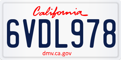 CA license plate 6VDL978