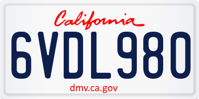 CA license plate 6VDL980