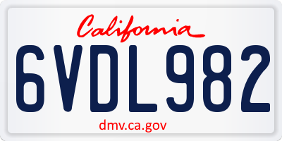 CA license plate 6VDL982