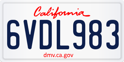 CA license plate 6VDL983