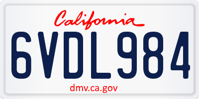 CA license plate 6VDL984