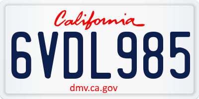 CA license plate 6VDL985