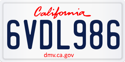 CA license plate 6VDL986