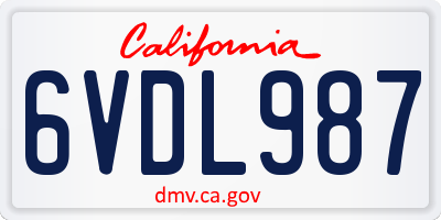 CA license plate 6VDL987