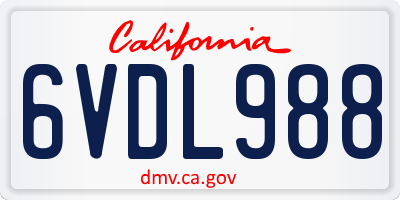 CA license plate 6VDL988