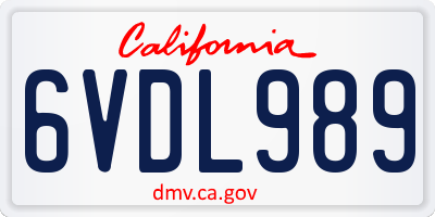 CA license plate 6VDL989