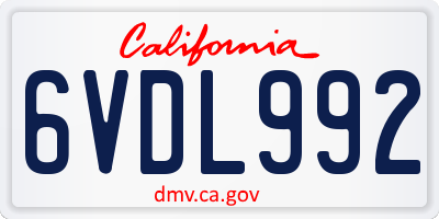 CA license plate 6VDL992
