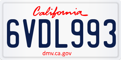 CA license plate 6VDL993