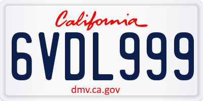 CA license plate 6VDL999