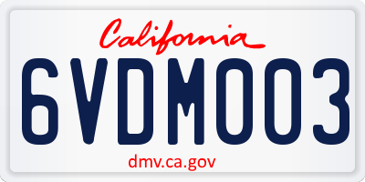 CA license plate 6VDM003