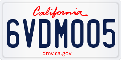 CA license plate 6VDM005