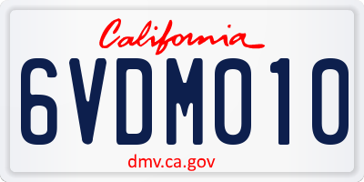 CA license plate 6VDM010