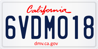CA license plate 6VDM018