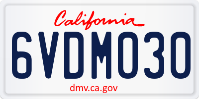 CA license plate 6VDM030