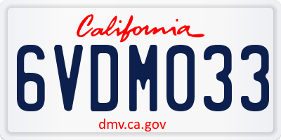 CA license plate 6VDM033
