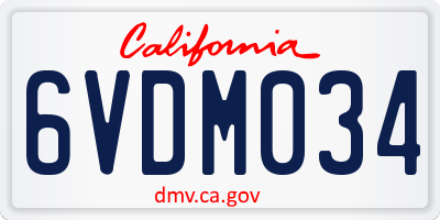 CA license plate 6VDM034