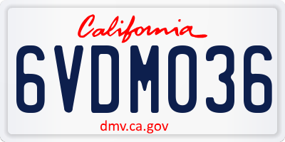 CA license plate 6VDM036