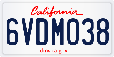 CA license plate 6VDM038