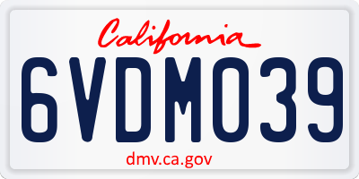 CA license plate 6VDM039