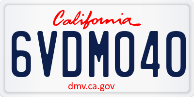 CA license plate 6VDM040