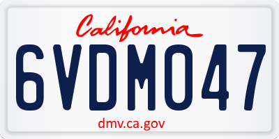 CA license plate 6VDM047