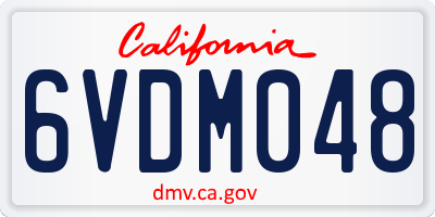 CA license plate 6VDM048