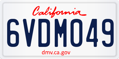 CA license plate 6VDM049