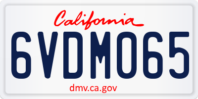 CA license plate 6VDM065