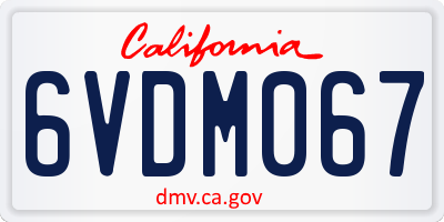 CA license plate 6VDM067