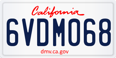 CA license plate 6VDM068