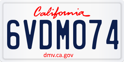 CA license plate 6VDM074