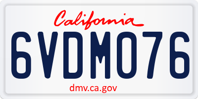 CA license plate 6VDM076