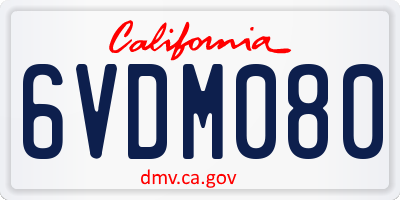 CA license plate 6VDM080