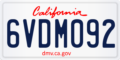 CA license plate 6VDM092
