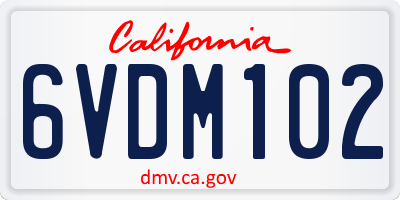CA license plate 6VDM102