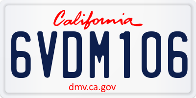 CA license plate 6VDM106