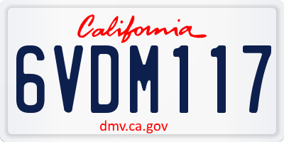 CA license plate 6VDM117